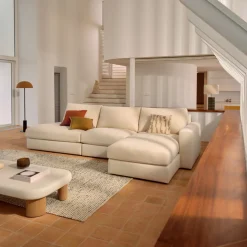 Kave Home Chaise Longue Bank Alea Chenille Ecru 5-Zits Rechts