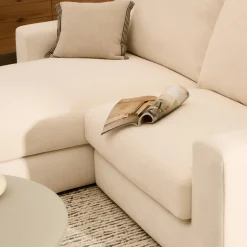 Kave Home Chaise Longue Bank Alea Chenille Ecru 3-Zits Links