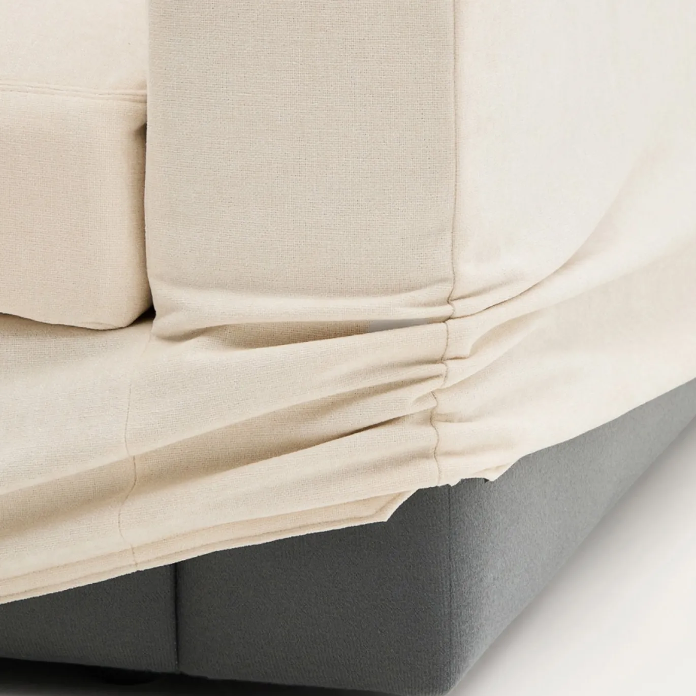 Kave Home Chaise Longue Bank Alea Chenille Ecru 3-Zits Links