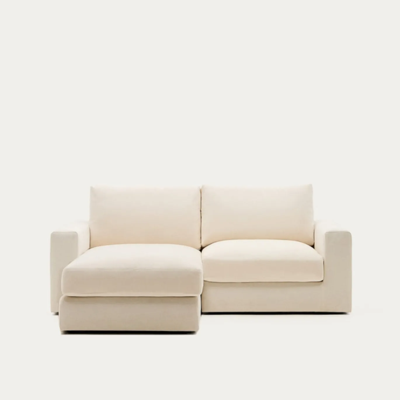 Kave Home Chaise Longue Bank Alea Chenille Ecru 3-Zits Links