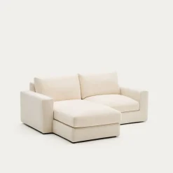 Kave Home Chaise Longue Bank Alea Chenille Ecru 3-Zits Links