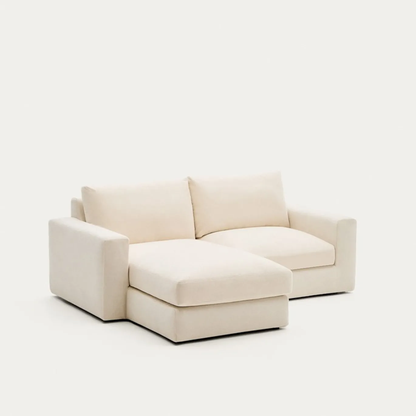 Kave Home Chaise Longue Bank Alea Chenille Ecru 3-Zits Links