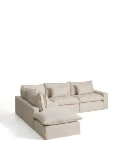 Kave Home Chaise Longue Bank Links Anarela 6-Zits Linnen Beige