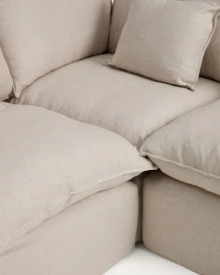 Kave Home Chaise Longue Bank Links Anarela 4-Zits Linnen Beige