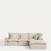 Kave Home Chaise Longue Bank Rechts Anarela 4-Zits Linnen Beige
