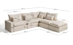 Kave Home Chaise Longue Bank Rechts Anarela 6-Zits Linnen Beige