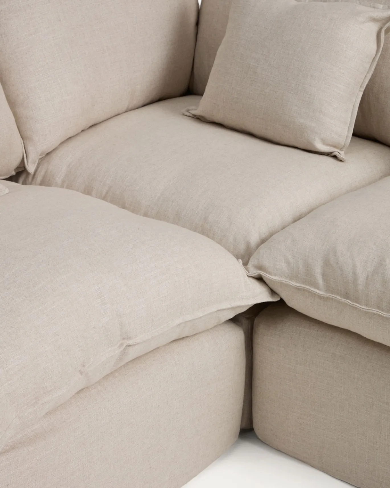 Kave Home Chaise Longue Bank Rechts Anarela 6-Zits Linnen Beige