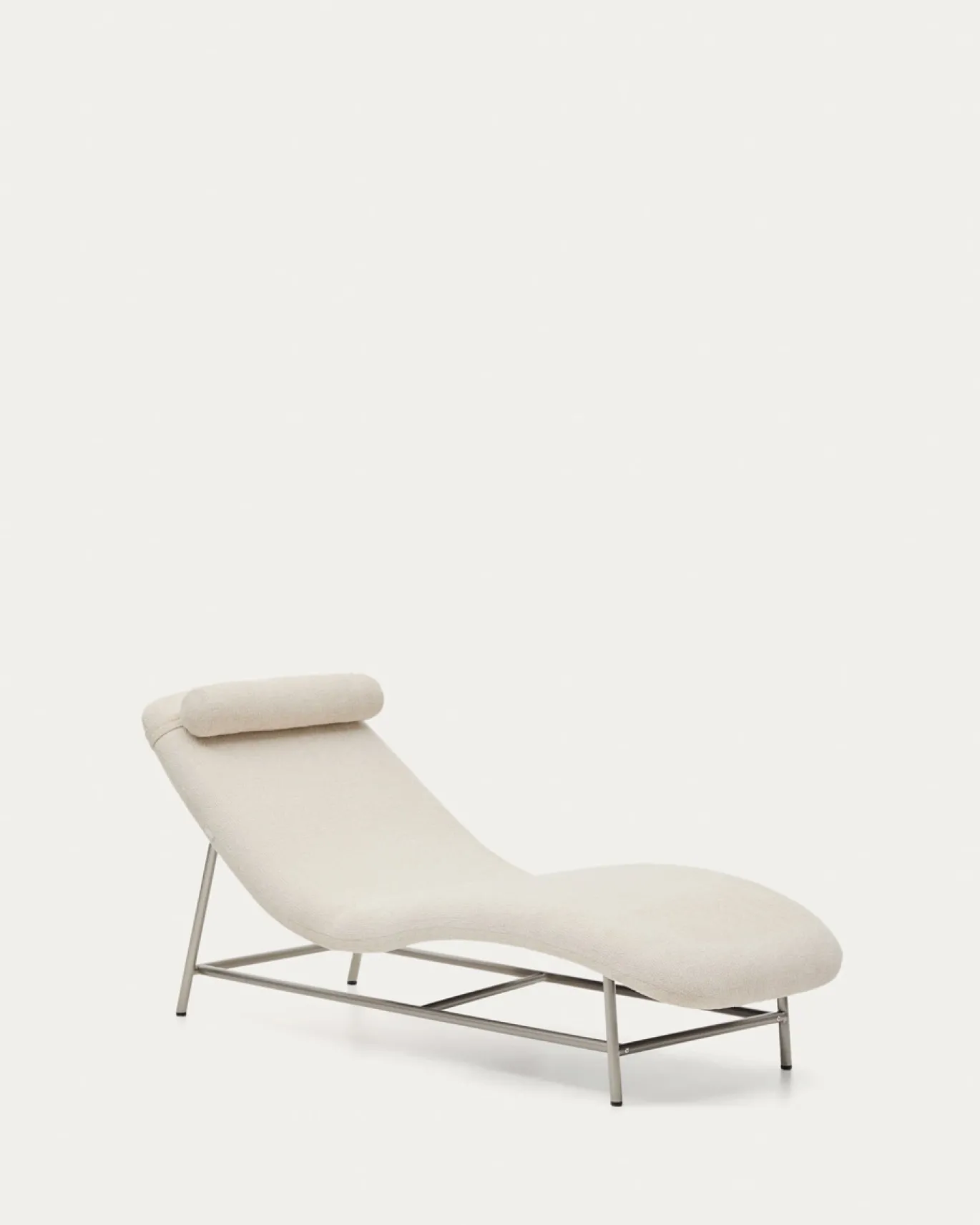 Kave Home Divan Lounge Osla Beige Chenille met Geborsteld RVS 175cm