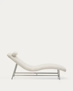 Kave Home Divan Lounge Osla Beige Chenille met Geborsteld RVS 175cm