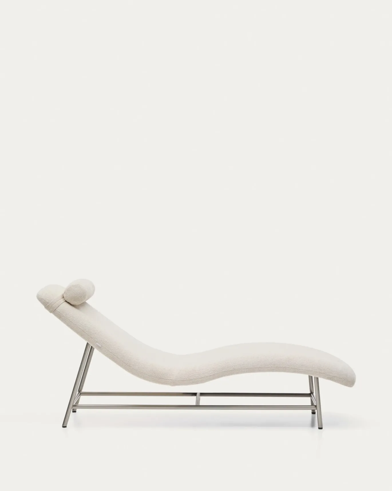 Kave Home Divan Lounge Osla Beige Chenille met Geborsteld RVS 175cm