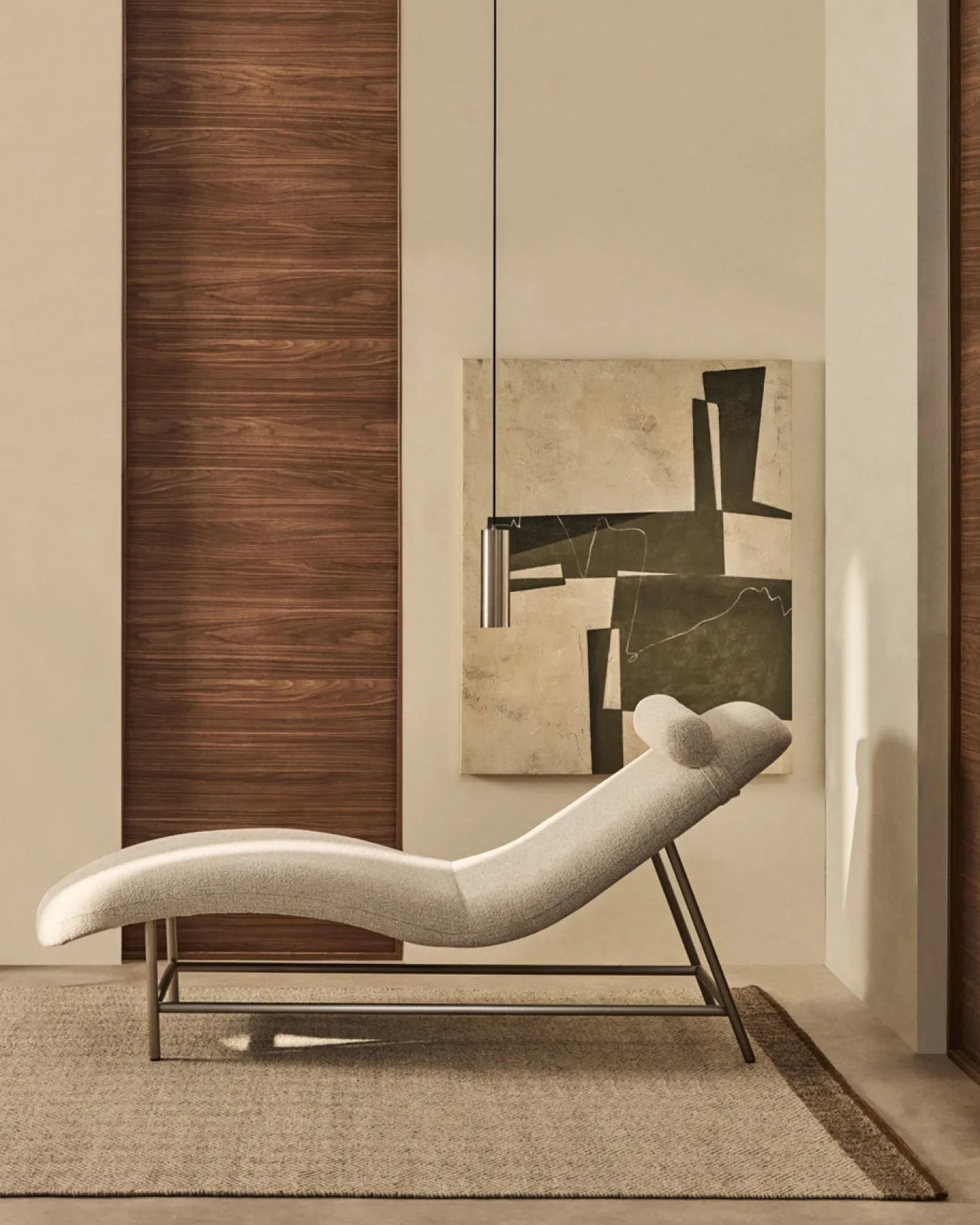 Kave Home Divan Lounge Osla Beige Chenille met Geborsteld RVS 175cm