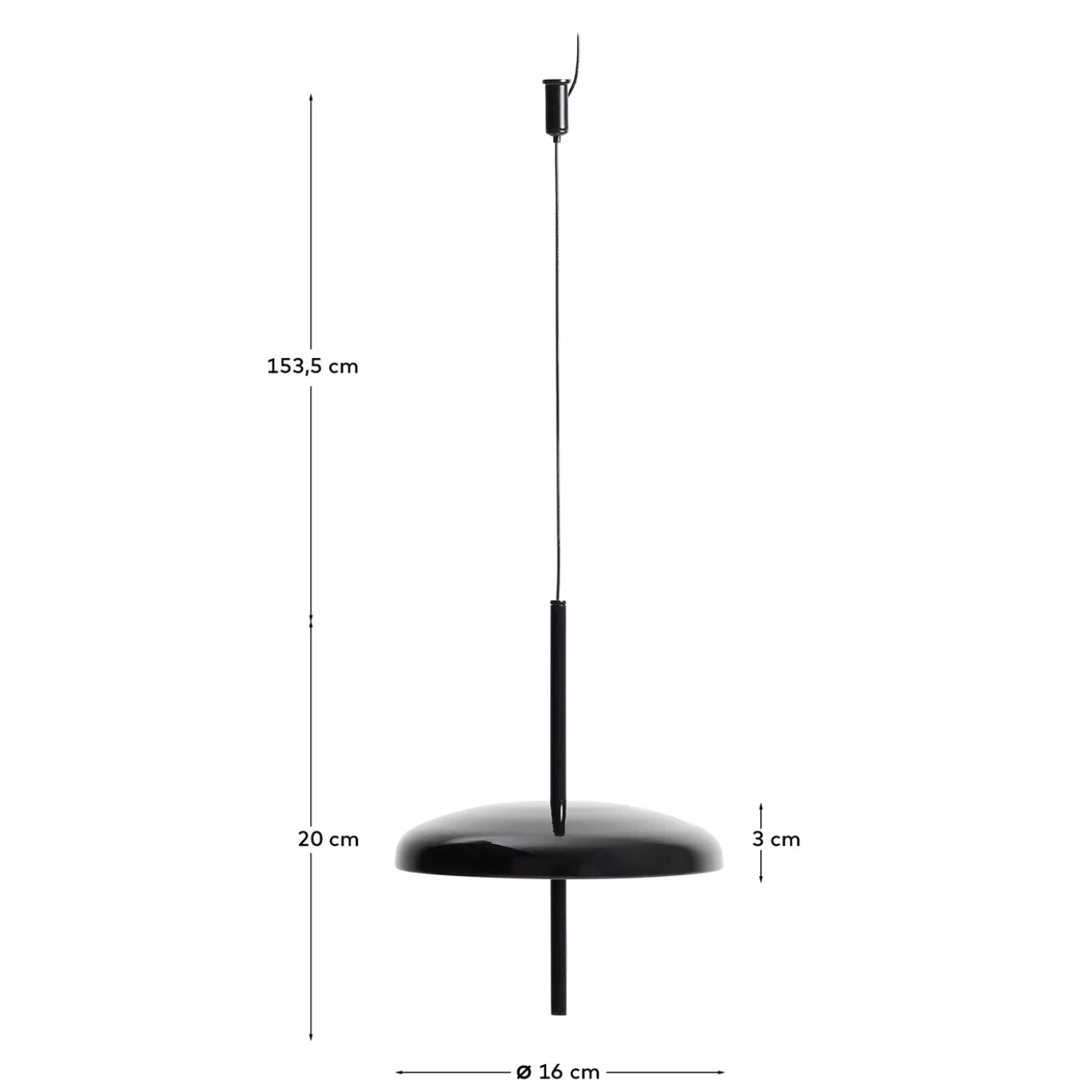 Kave Home Draagbare Plafondlamp Porte Zwart Aluminium Ø16cm