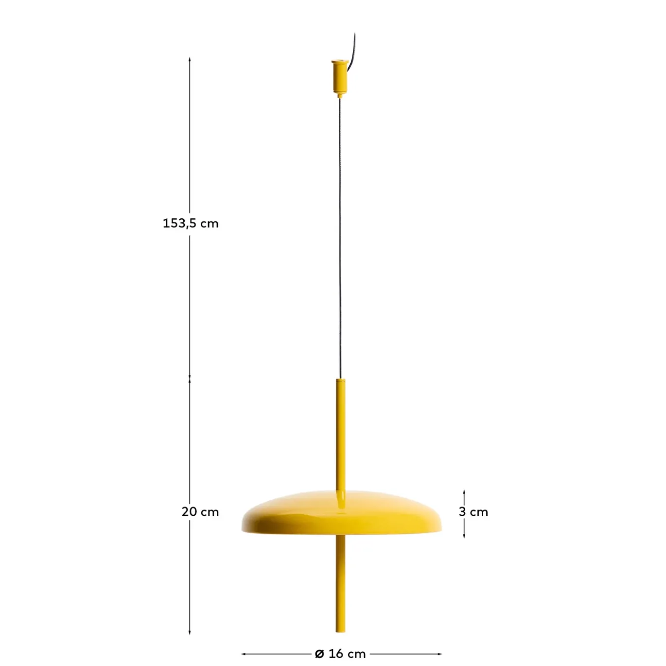 Kave Home Draagbare Plafondlamp Porte Geel Aluminium Ø16cm