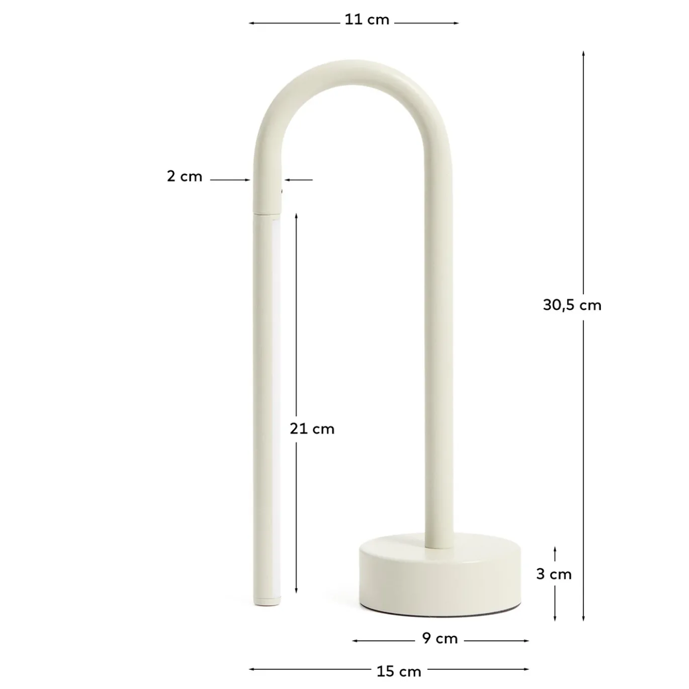 Kave Home Draagbare Tafellamp Bow Grijs Aluminium