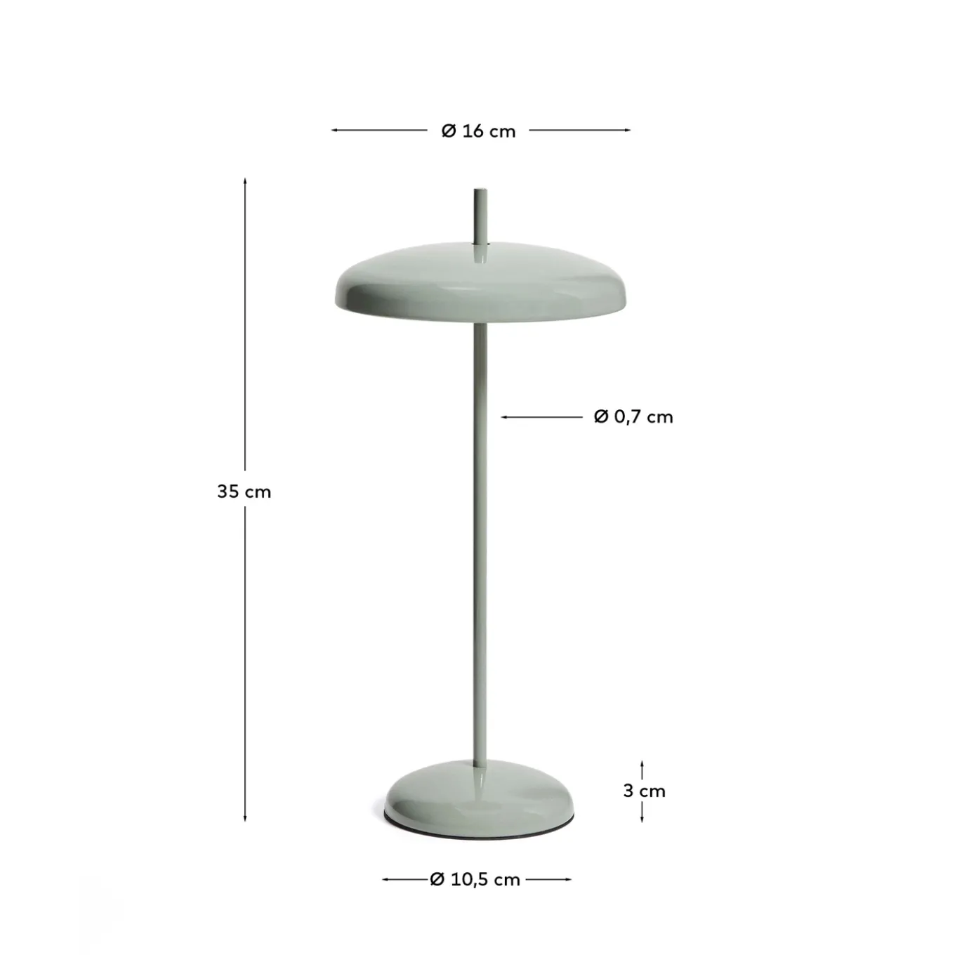 Kave Home Draagbare Tafellamp Porte Lichtgroen Metaal