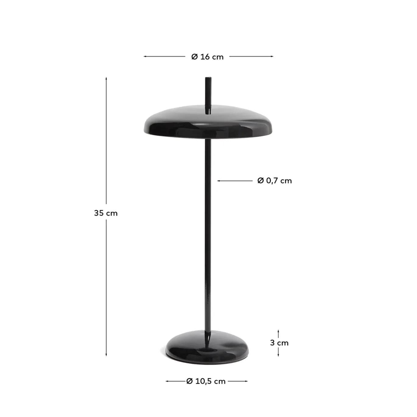 Kave Home Draagbare Tafellamp Porte Zwart Aluminium