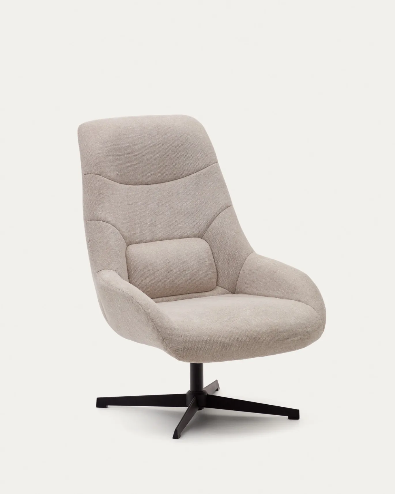 Kave Home Draaistoel Celida Beige Chenille Zwart
