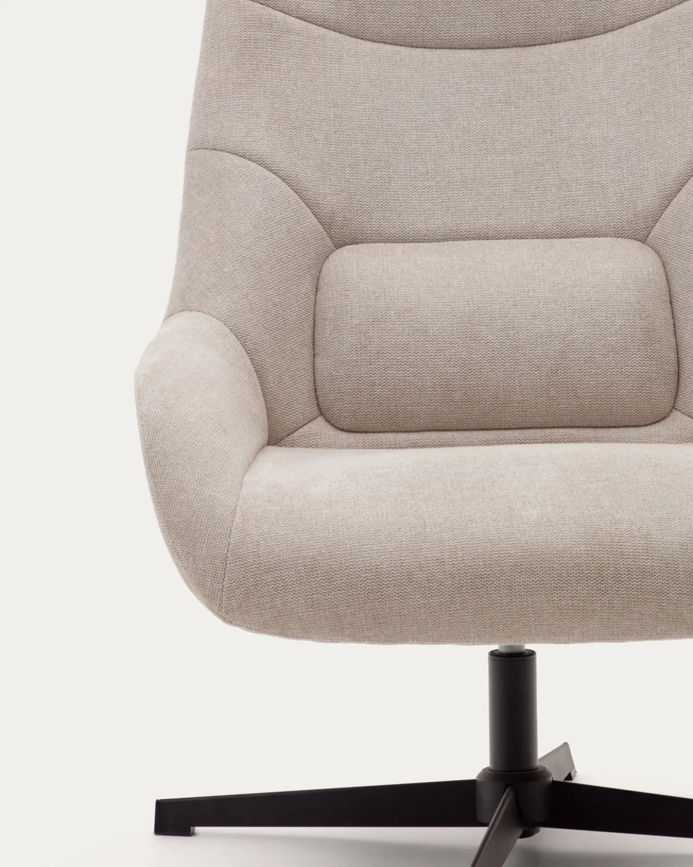 Kave Home Draaistoel Celida Beige Chenille Zwart