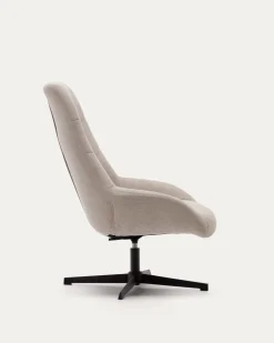Kave Home Draaistoel Celida Beige Chenille Zwart