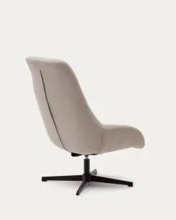 Kave Home Draaistoel Celida Beige Chenille Zwart