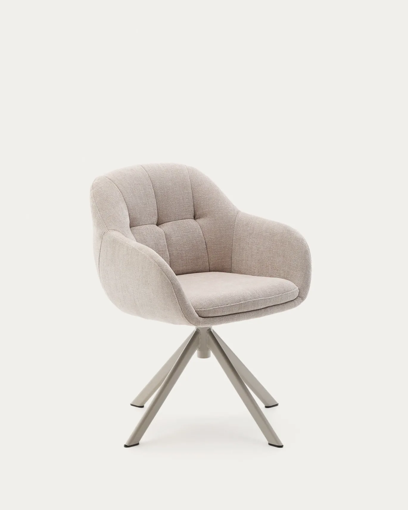 Kave Home Draaistoel Dorina Beige Chenille en Beige Poten
