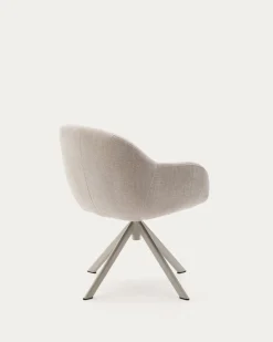 Kave Home Draaistoel Dorina Beige Chenille en Beige Poten