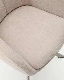 Kave Home Draaistoel Dorina Beige Chenille en Beige Poten
