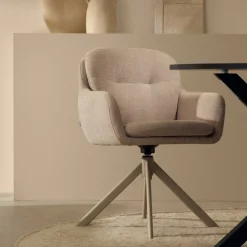 Kave Home Draaistoel Lexa Beige Chenille en Beige Poten