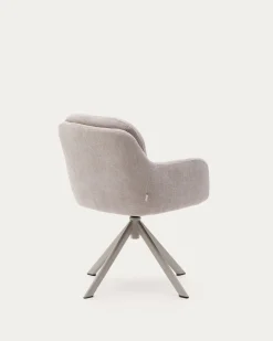 Kave Home Draaistoel Lexa Beige Chenille en Beige Poten