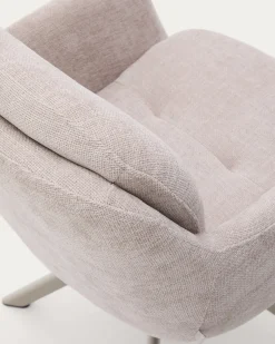 Kave Home Draaistoel Lexa Beige Chenille en Beige Poten