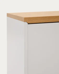 Kave Home Dressoir Abilen 3-deurs Eikenhoutfineer Wit Lak 180x75cm