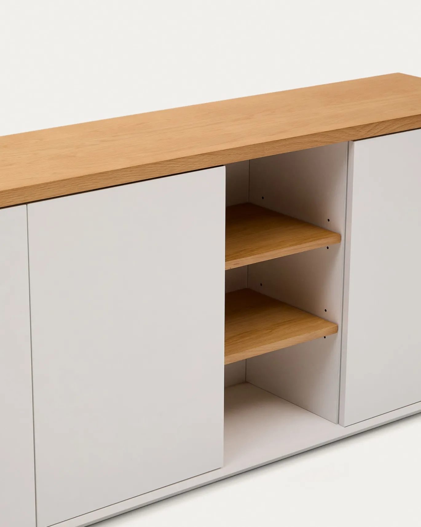 Kave Home Dressoir Abilen 3-deurs Eikenhoutfineer Wit Lak 180x75cm