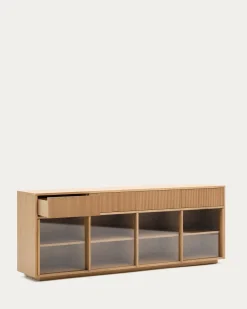 Kave Home Dressoir Helvine Eikenfineer En Gehard Glas 200x75cm