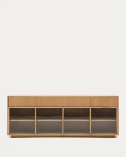 Kave Home Dressoir Helvine Eikenfineer En Gehard Glas 200x75cm