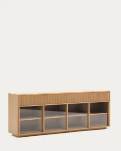 Kave Home Dressoir Helvine Eikenfineer En Gehard Glas 200x75cm