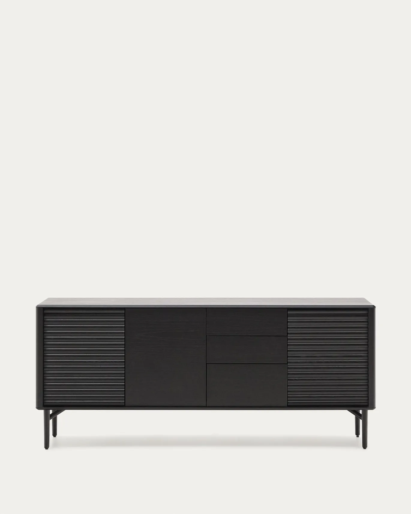 Kave Home Dressoir Lenon Massief Hout en Zwart Eikenfineer 200x86cm