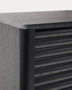 Kave Home Dressoir Lenon Massief Hout Zwart Eikenfineer 105x144cm