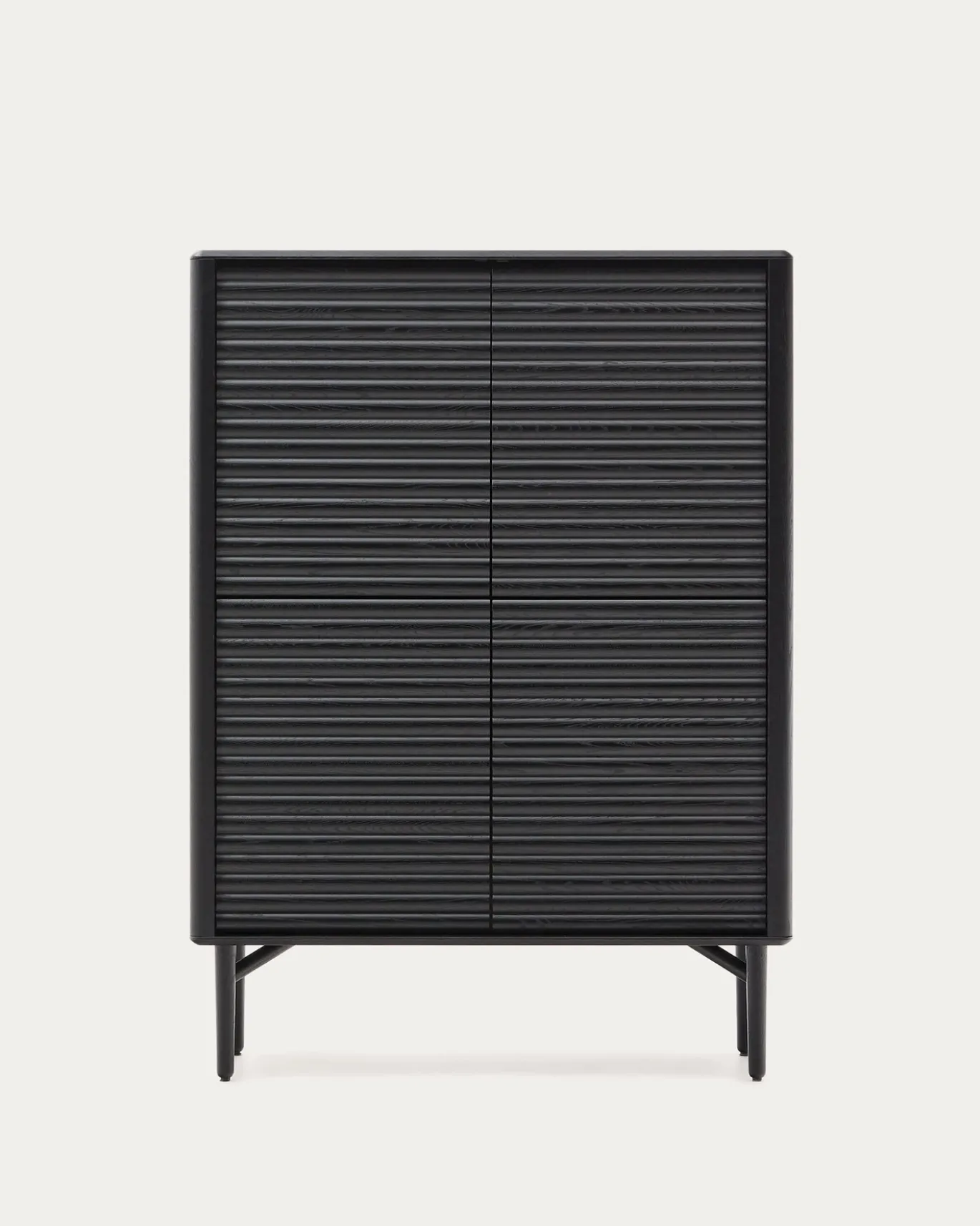 Kave Home Dressoir Lenon Massief Hout Zwart Eikenfineer 105x144cm