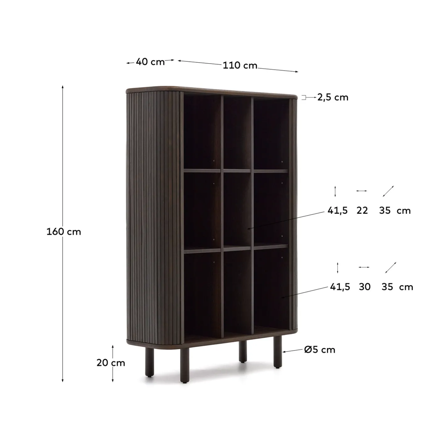 Kave Home Dressoir Mailen Hoog Essenfineer Zwart 110x160cm