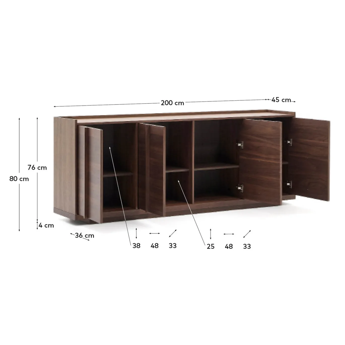 Kave Home Dressoir Onix Walnoot 200cm