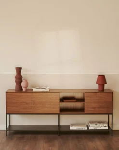 Kave Home Dressoir Vedrana 3-deurs Bruin Walnootfineer 195x80cm