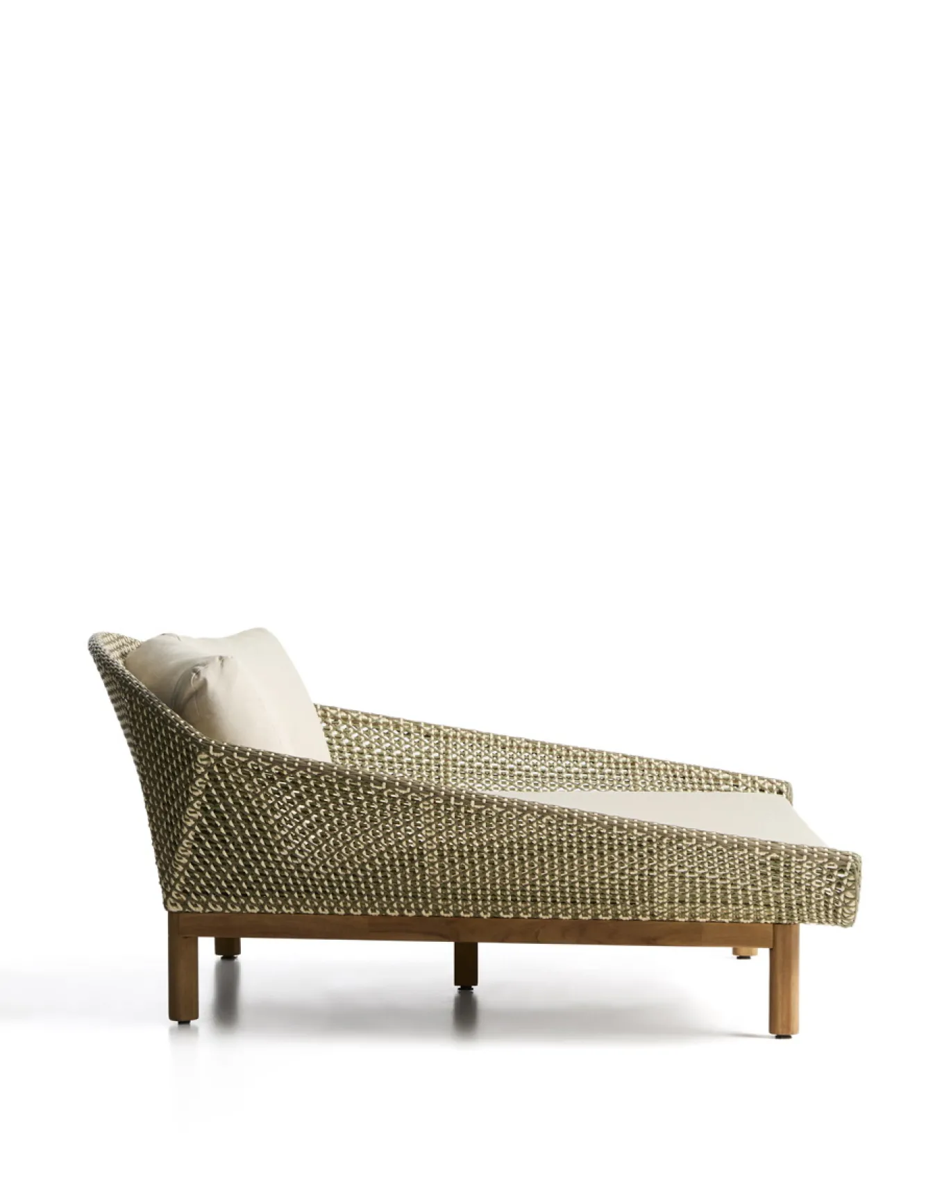 Kave Home Dubbel Ligbed Olbia Massief Teakhout Rotan Groen