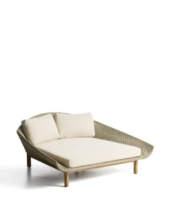 Kave Home Dubbel Ligbed Olbia Massief Teakhout Rotan Groen