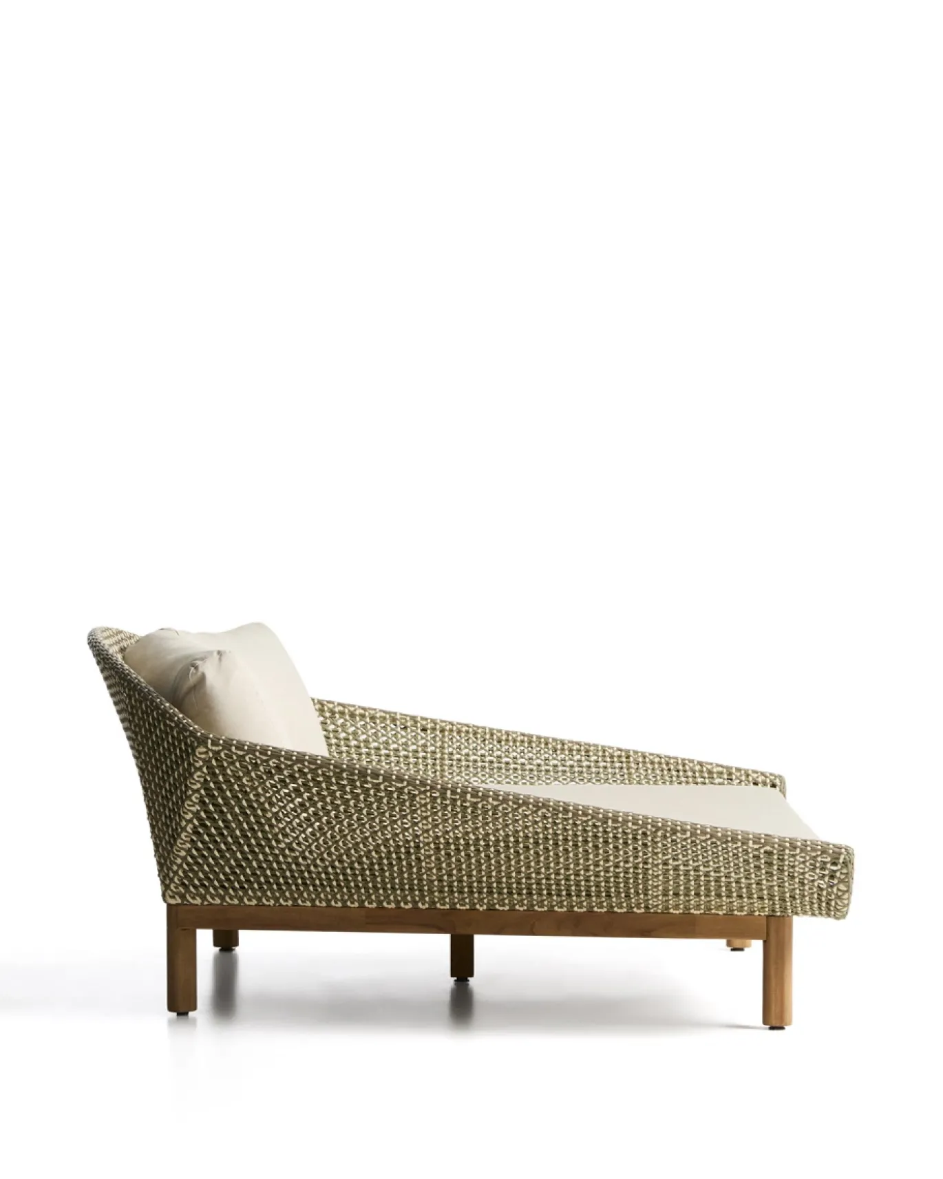 Kave Home Dubbel Ligbed Olbia Massief Teakhout Rotan Groen
