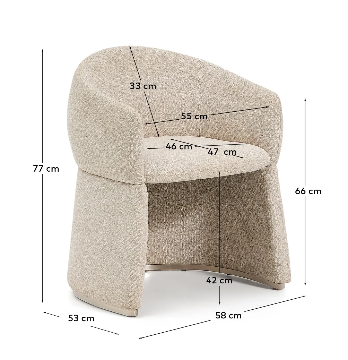 Kave Home Eetkamerstoel Bosca Beige Chenille