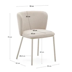 Kave Home Eetkamerstoel Ciselia Beige Chenille