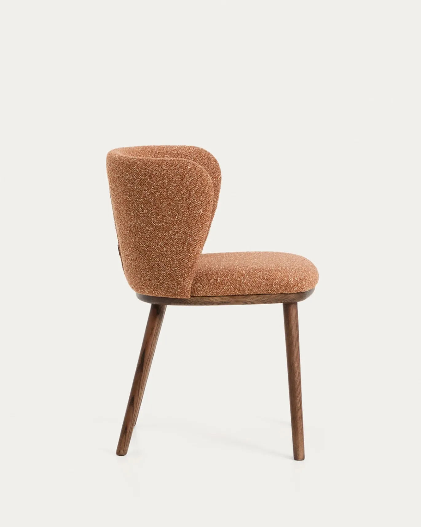 Kave Home Eetkamerstoel Ciselia Chenille Terracotta/Walnoot