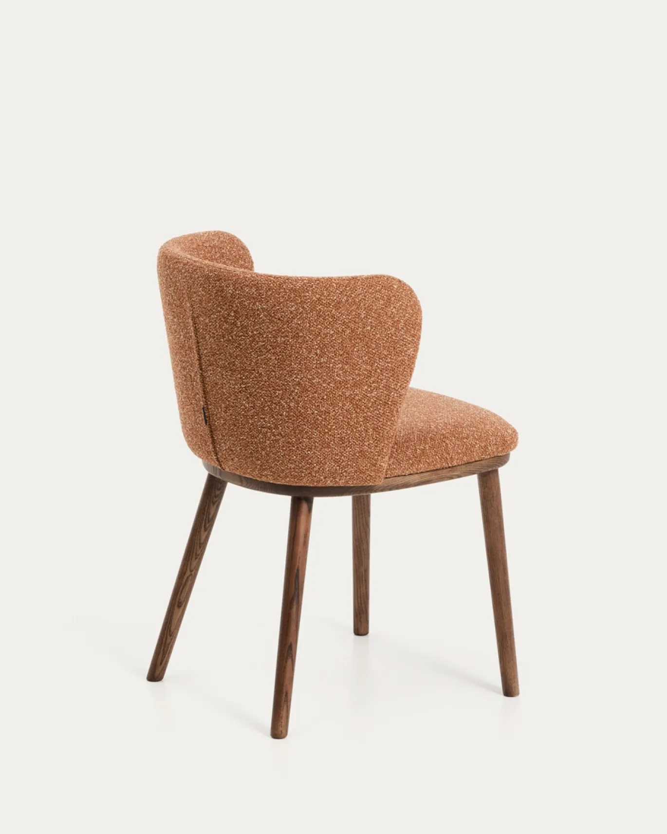 Kave Home Eetkamerstoel Ciselia Chenille Terracotta/Walnoot