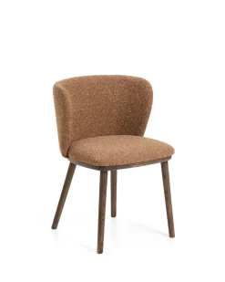 Kave Home Eetkamerstoel Ciselia Chenille Terracotta/Walnoot