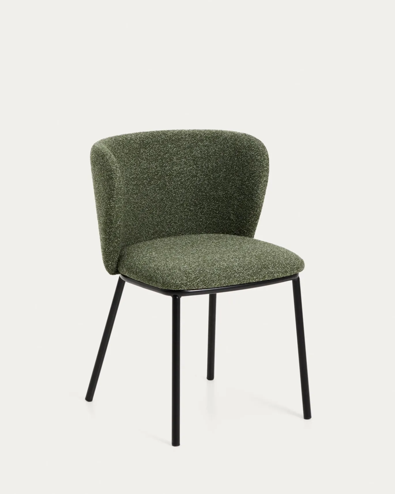 Kave Home Eetkamerstoel Ciselia Chenille Donkergroen/Zwart